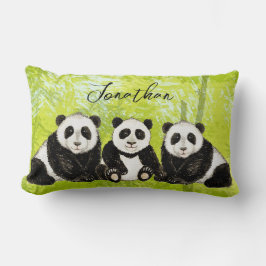 Drei Pandabären - handgemalt | Kissen Lumbarkudde
