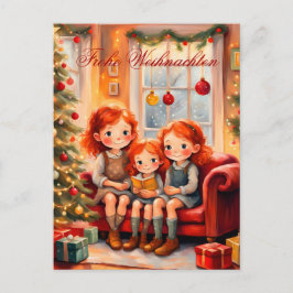 Drei Schwestern freuen sich über ihr neues Buch Vykort