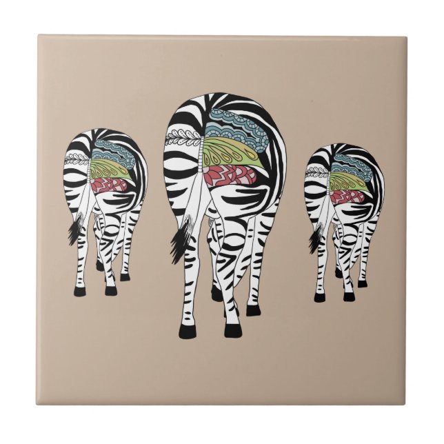 Drei Zebras  Kakelplatta (Framsidan)