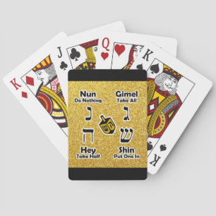 Dreidel anvisningar (guld- glitter) casinokort