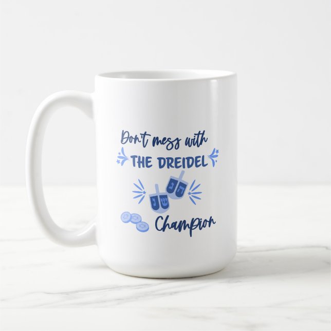 Dreidel Champion Humor Hanukkah Mugg (Vänster)