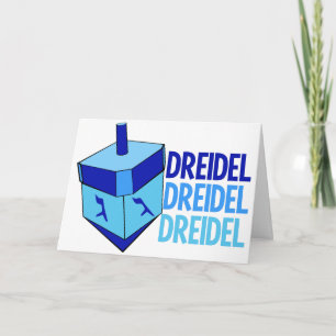 Dreidel Cute Blue Kids Lycklig Hanukkah Helgkort
