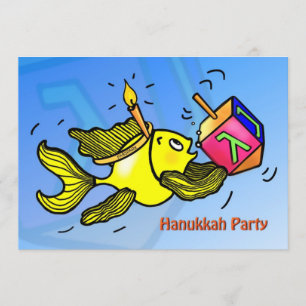 Dreidel för fisk för HANUKKAH PARTYINBJUDAN rolig Inbjudningar