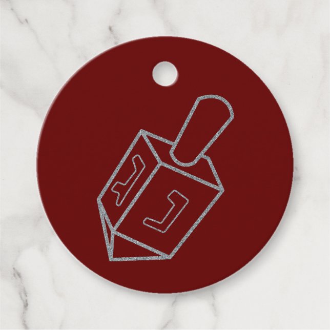 Dreidel Hanukkah Glitter Gåvor Etiketter (Framsida)