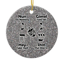 Dreidel Instructions Lycklig Hanukkah Silver Glitt