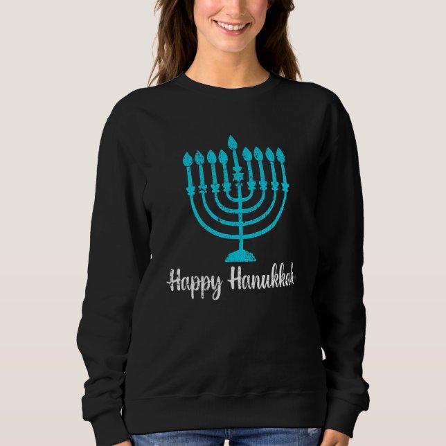 Dreidel Menorah  Chanukah Happy Hanukkah T Shirt (Framsida)