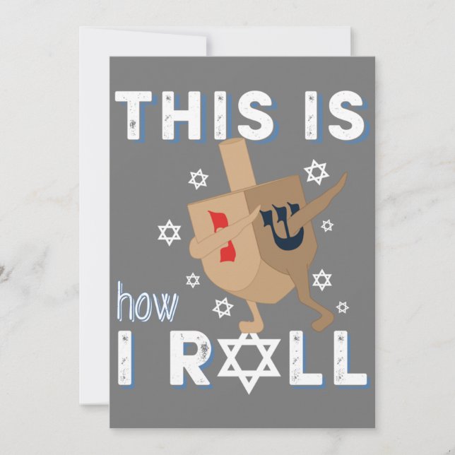 Dreidel Menorah Roligt Hanukkah Present Så Här Gör Inbjudningar (Framsida)