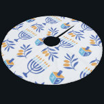Dreidel och Menorah White Hanukkah Julgransmatta Fleece<br><div class="desc">Dreidel och Menorah White Hanukkah Ull Träd Skirt</div>