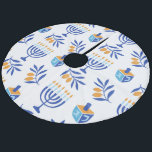 Dreidel och Menorah White Hanukkah Julgransmatta Fleece<br><div class="desc">Dreidel och Menorah White Hanukkah Ull Träd Skirt</div>