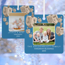 Dreidel Rustic Oak 2 Photo Dubbla Sided Hanukkah