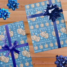 Dreidel Rustic Oak Cute Personlig Hanukkah