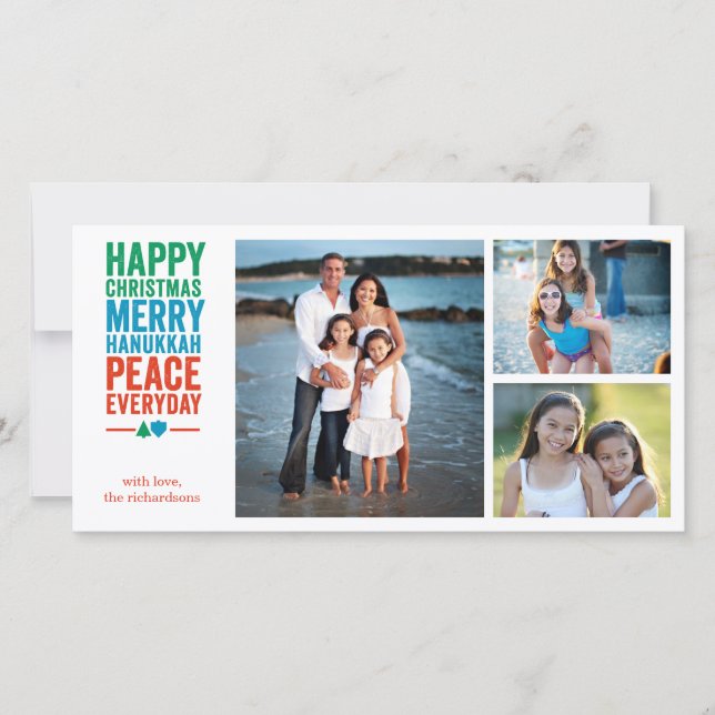 Dreidel Träd 3 Julkort (Framsida)