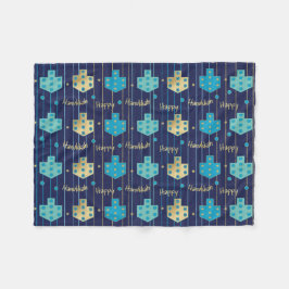 Dreidels i Blue Hanukkah Fleece Blanket