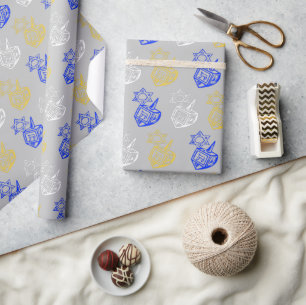 Dreidels + Stars Presentpapper