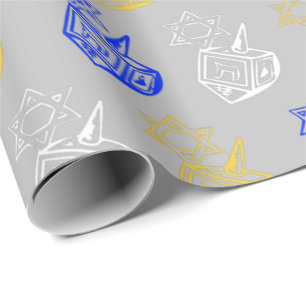 Dreidels + Stars Wrapping Papper Presentpapper