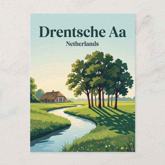 Drentsche Aa nationalpark Nederländerna Vykort (Framsida)