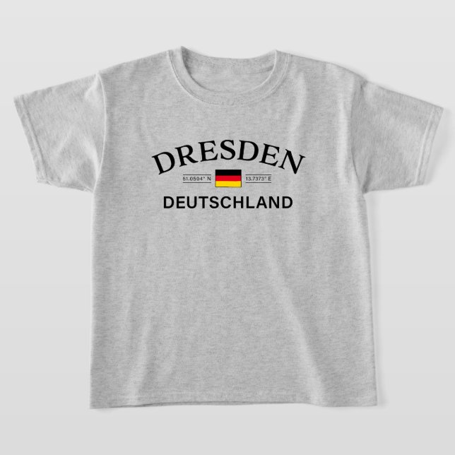 Dresden Deutschland Coordinates German Kids T Shirt (Laydown)