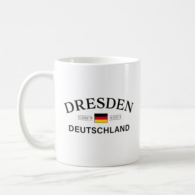 Dresden Deutschland Koordinater Tyska Kaffemugg (Vänster)
