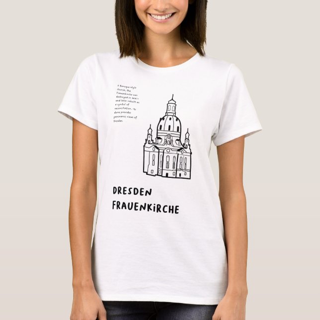 "Dresden Frauenkirche, Tyskland" | Minimalistisk k T Shirt (Framsida)