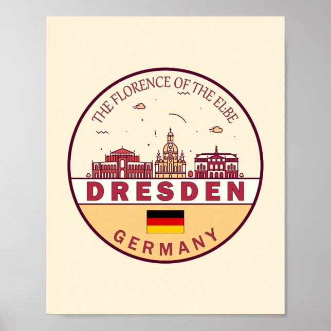 Dresden Germany City Skyline Emblem Poster (Framsidan)