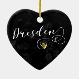 Dresden Heart, Julgran Ornament, Tyskland Julgransprydnad Keramik