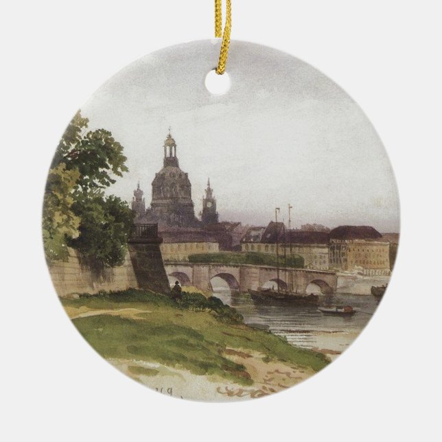 Dresden. Överbrygga av Augusti av Ivan Shishkin Julgransprydnad Keramik (Framsidan)