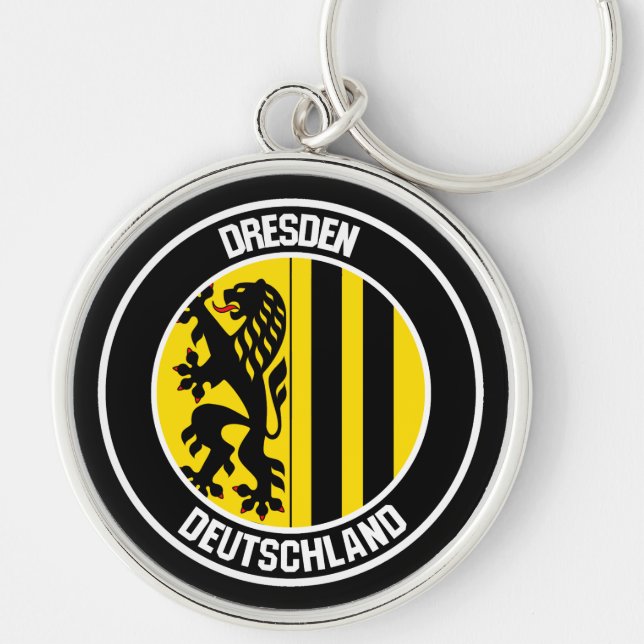 Dresden Round Emblem Rund Silverfärgad Nyckelring (Framsidan)