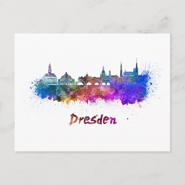 Dresden skyline in watercolor vykort (Framsida)