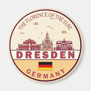 Dresden Tyskland City Skyline Emblem Magnet
