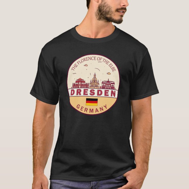 Dresden Tyskland City Skyline Emblem T Shirt (Framsida)