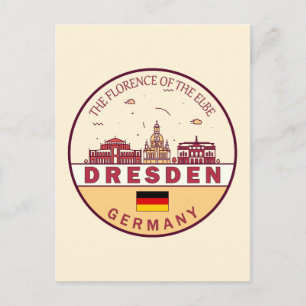 Dresden Tyskland City Skyline Emblem Vykort