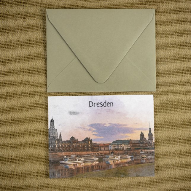 Dresden Tyskland Elbe Panorama View Vykort (Dresden Germany Postcard)