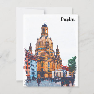 Dresden Tyskland Frauenkirche City View Vykort