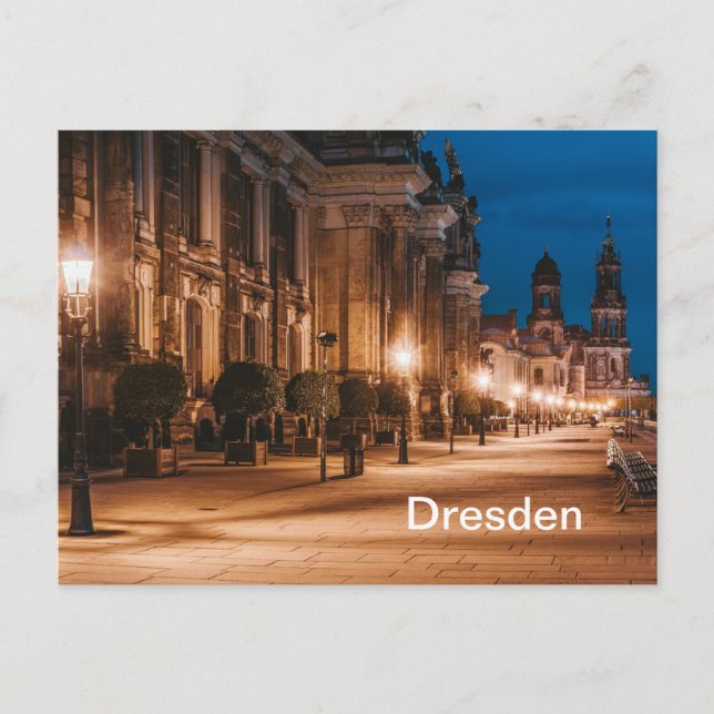 Dresden, Tyskland nattgatuvy Vykort (Framsida)