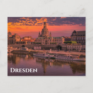 Dresden Tyskland Sunset Travel Photo Vykort
