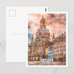 Dresden Tysklanda Ställe-vattenfärgen Travel Vykort