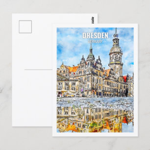 Dresden Tysklanda Ställe-vattenfärgen Travel Vykort