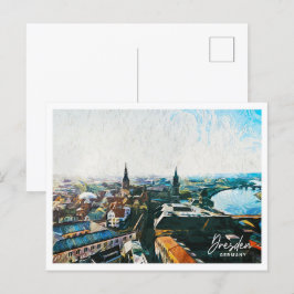 Dresden Tysklanda, vackra oljefärg liggande Vykort