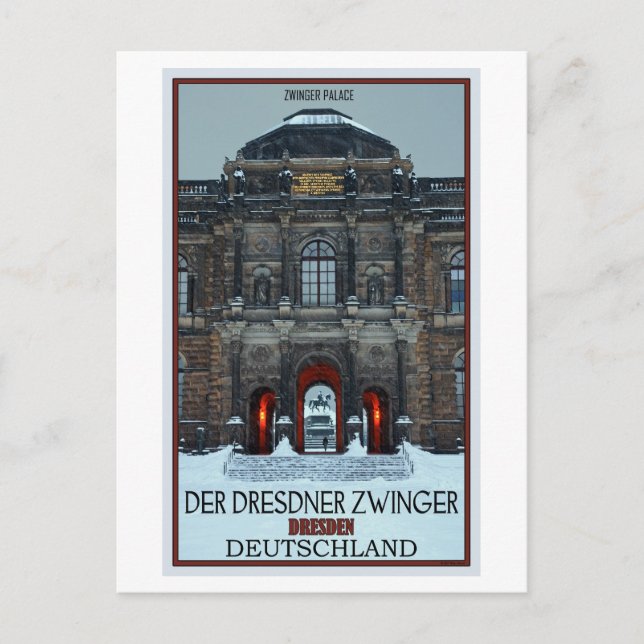 Dresden - Zwinger Palace Winter P Vykort (Framsida)