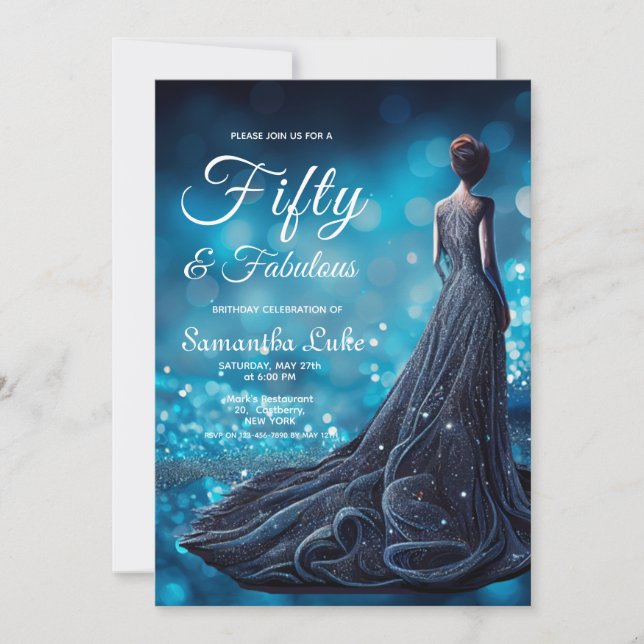 Dresfödelsedag vid Silver i Glitter Inbjudningar (Framsida)