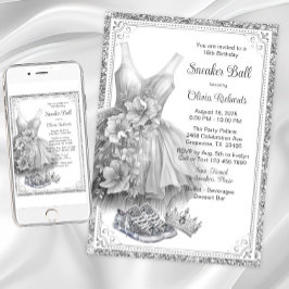 Dress Bling Sneaker Ball Födelsedagsfest  Inbjudningar