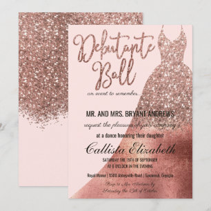Dress Debutante Dance chic Rosa ros Inbjudningar