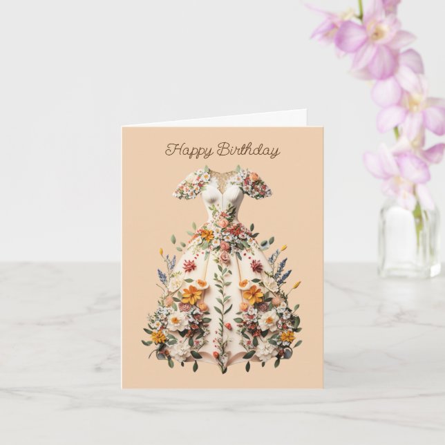 Dress Flower Art Birday Card Kort (Orkide)