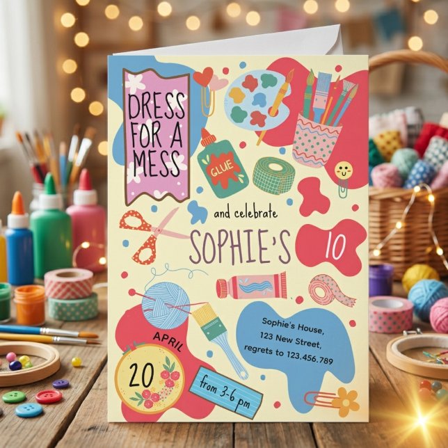 Dress for a mess kids craft birthday Invitation Inbjudningar (Skapare uppladdad)