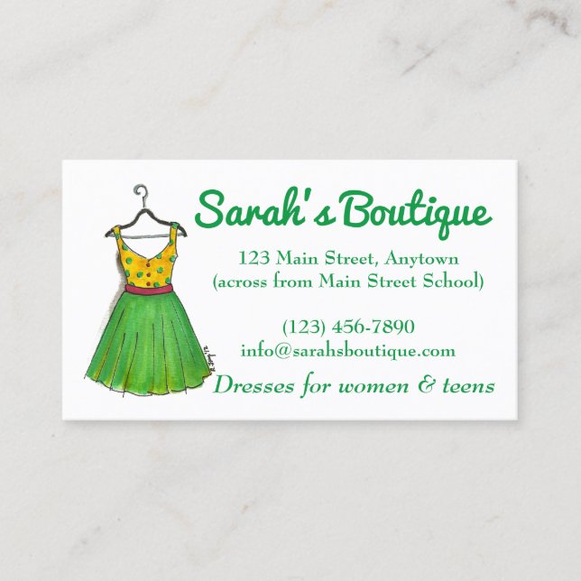 Dress Hanger Wardrobe Clothing Shopping Boutique Visitkort (Framsida)