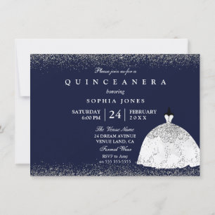 Dress Quinceanera Party Silver Inbjudningar
