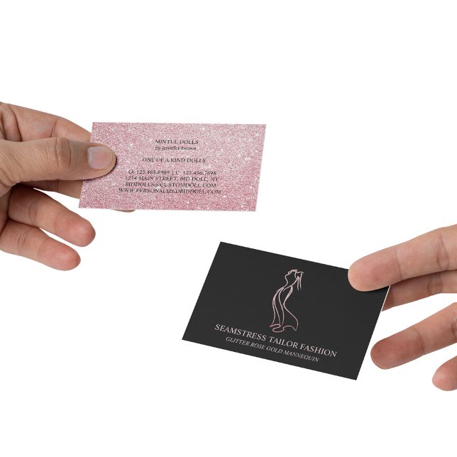 Dress Ro guld Seamstress Tailor Visitkort (Dress Rose gold Seamstress Tailor Business Card)
