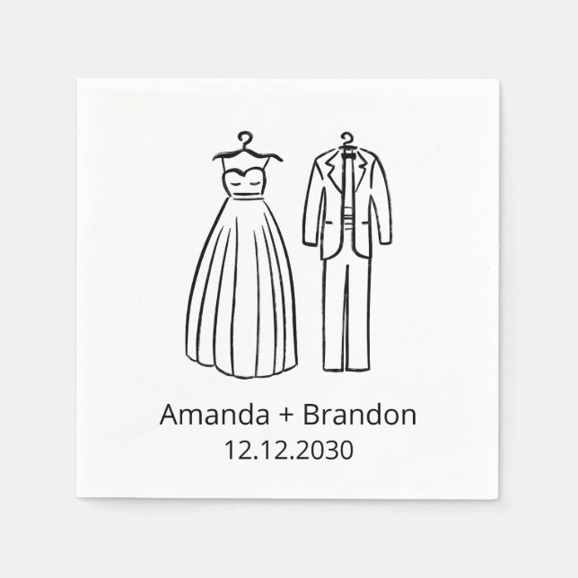 Dress Tux hand plockade Bröllop Pappersservett (Framsidan)