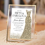 Dress Womans i guld 50:e Födelsedagsfesten Inbjudningar<br><div class="desc">Guld Glitter Dress Womans 50:e Födelsedagsfesten - Femtio och Fabulösa variationer till inbjudan och matchande artiklar i vår butik</div>