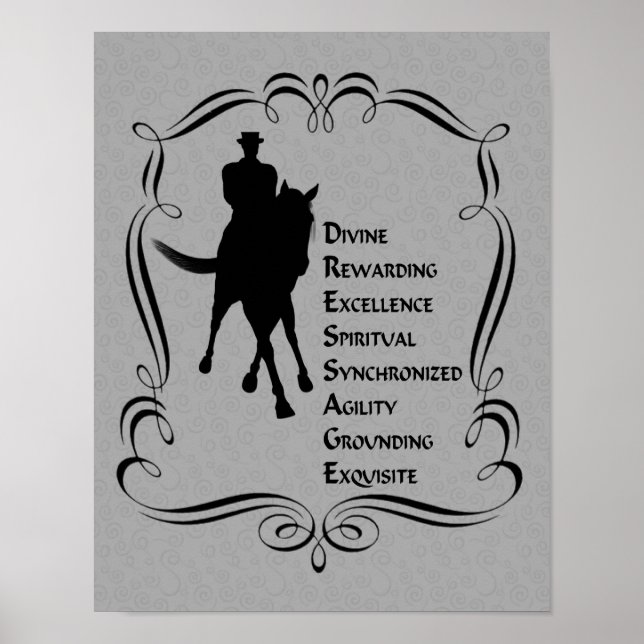 Dressage är häst och Rider Silhouette Poster (Framsidan)